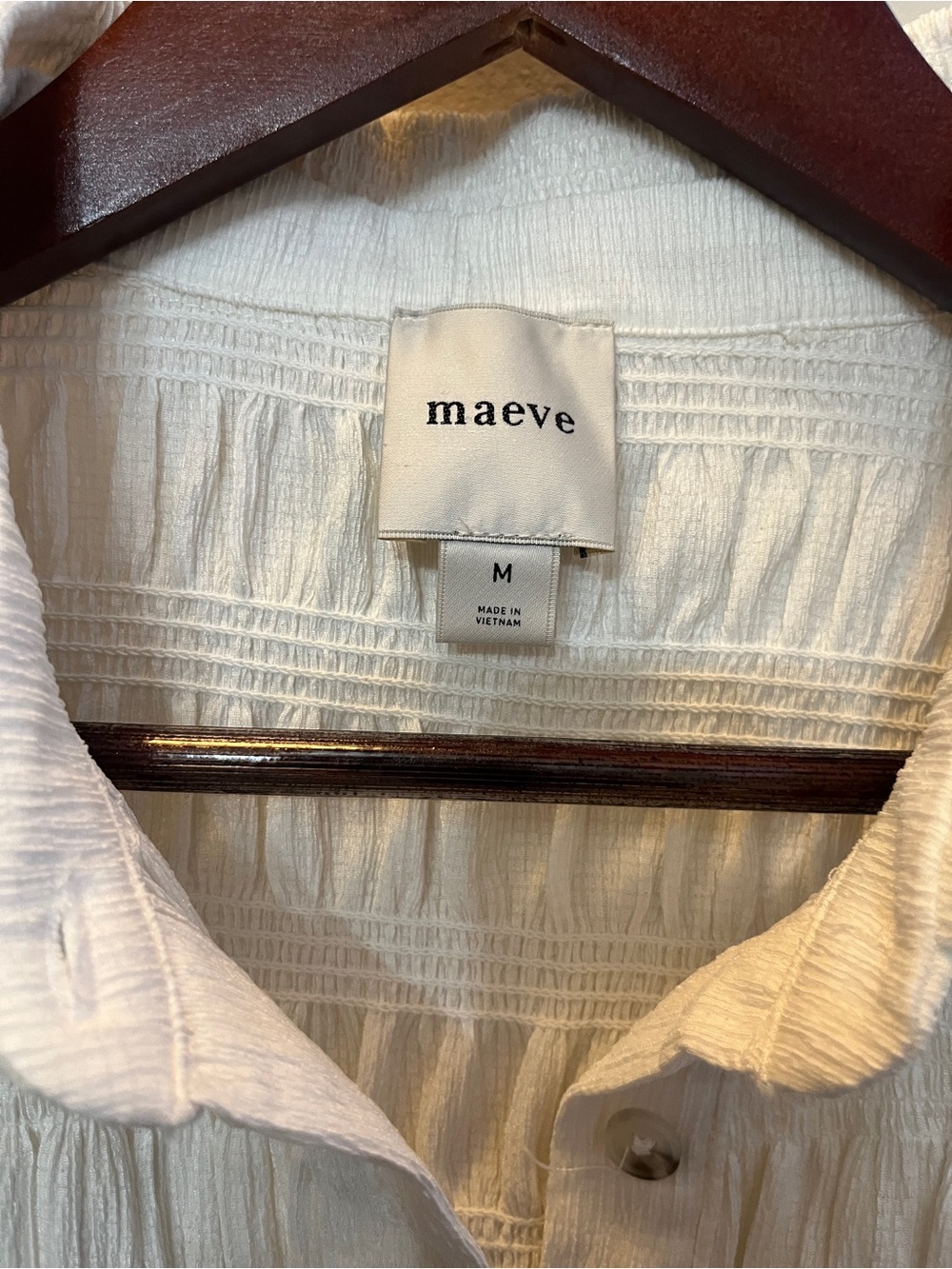 Maeve Cream Textured Ruffle-Trim Button-Down Top - Picture 3 of 4